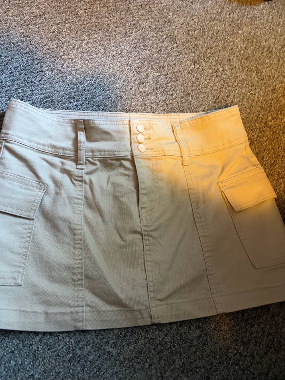 Beige Cargo Pocket Mini Skirt